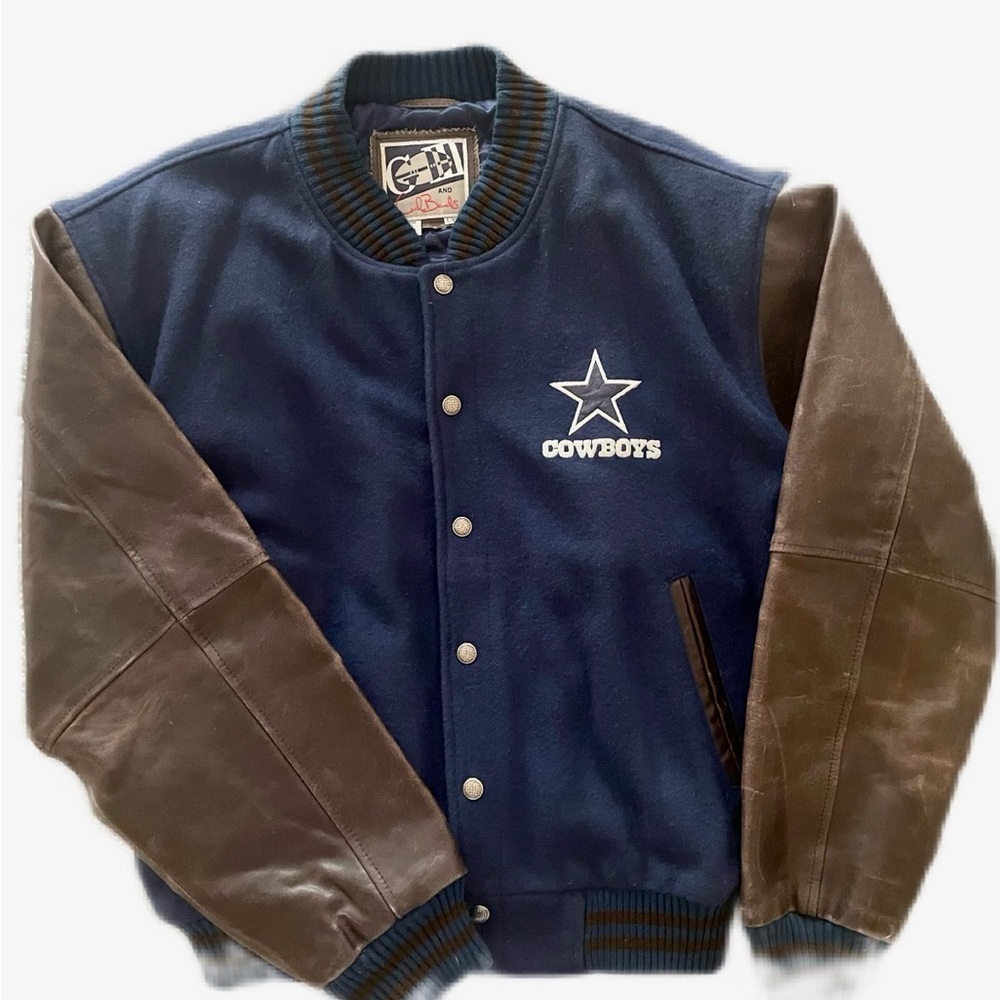 Vintage 90s Carl Banks G-III Dallas Cowboys Wool Leather Varsity Jacket Sz L